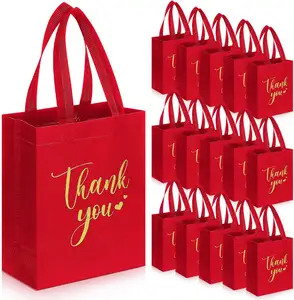 2024 sac cadeau de faveur de fête de mariage holographique personnalisé brillant réutilisable rouge irisé Non tissé sacs fourre-tout avec poignées pour les femmes