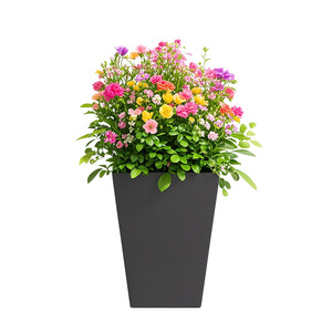 Zwarte kunststof plantenbak - Modern taps toelopend ontwerp met brede rand voor binnen- en buitenplanten - Product Image 2