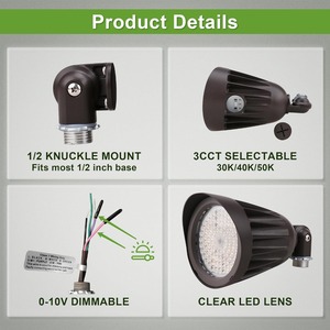 Spot LED certifié UL DLC de 25 watts avec 3,500 lumens sélection automatique des couleurs à 42 degrés montage sur conduit d'articulation IP65 - Product Image 2