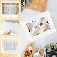 Boîtes à cupcakes, lot de 12, blanches, avec fenêtre et inserts gaufrés, en matériaux recyclés, pour boulangerie et desserts