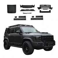 Kit Black Knight pour Jetour Traveler T2 comprenant un éclairage de toit, un cache de capot, une calandre avant, un pare-chocs avant, des accessoires de modification tout-terrain en ABS