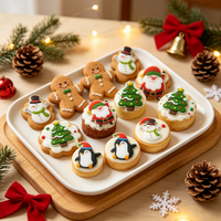 Décorations Comestibles en Sucre – Motifs Bonhomme de Neige et Sapin de Noël pour Desserts, Gâteaux et Pâtisseries ; 15 Pièces par Boîte, Embellissements DIY