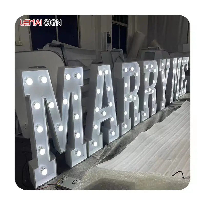 Customized 4-foot number 3-foot marriage lighted letters wooden ceiling love letter lamp marquee letters