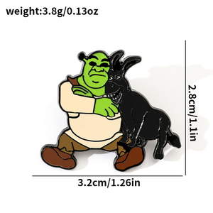 Pin de Solapa con Diseño de Burro de Shrek, Estilo Europeo <span class=keywords><strong>Americano</strong></span>, Insignia Metálica Popular con Técnica de Plateado para Accesorios de Broche - Product Image 5