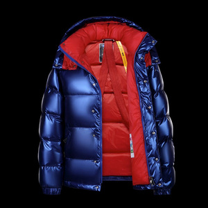 Giacca Invernale Casual da Uomo OEM con Collo Alto, Lucida, Nera e Verde, Corta, Imbottita con Cappuccio, Calda, in Piumino d'Oca Bianco - Product Image 6