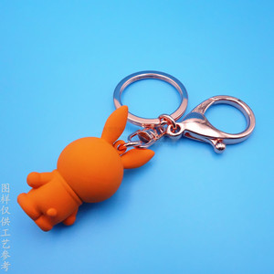 Porte-clés en métal 3D personnalisé en forme de lapin orange rouge, mousqueton durable, cadeau d'affaires, article promotionnel YSK75684159 - Product Image 3