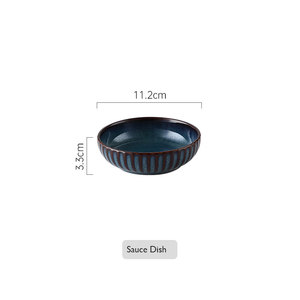 Platos de Cerámica con Esmalte Reactivo y Textura Vertical Acanalada, Vajilla de Cerámica para Uso en el Hogar, Cocina y Restaurante - Product Image 5