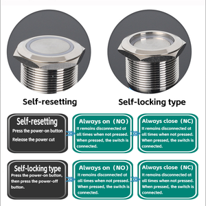 12Mm 12 ~ 24V Pulsador Motorfiets Knop <span class=keywords><strong>220</strong></span> <span class=keywords><strong>Volt</strong></span> 1no Kortstondige Push Hoge Spoeling Normaal Open Schroef Waterdicht Metaal Ip65 Niveau 3a - Product Image 4