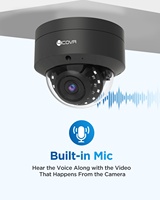 Caméra IP de surveillance extérieure 8MP PoE Dôme avec micro intégré, vision nocturne IR, détection IA des personnes et des véhicules, 8MP 4K