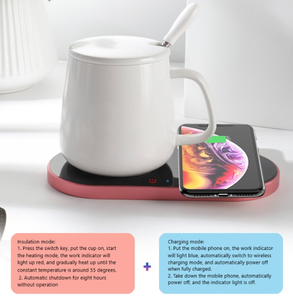 Calentador de taza 2 en 1, posavasos de calefacción, calentador termostático inteligente para café, leche, té, teléfono, carga de inducción inalámbrica - Product Image 5