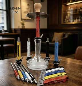 MD-L44 <b>Hookah</b> Set Clear Glass Tobacco <b>Pipe</b> Kit Metal Stand Multiple Color Options for Lounge Use - Product Image 5