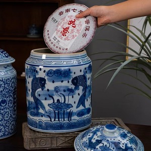 Vendita calda classico stile cinese dipinto a mano blu <span class=keywords><strong>e</strong></span> bianco di alta qualità design di lusso in ceramica barattolo per la memorizzazione di <span class=keywords><strong>cose</strong></span> - Product Image 2