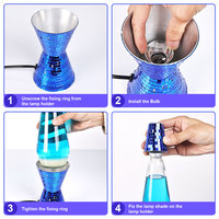 Bouteille de lampe de cire en verre, Base en aluminium, veilleuse liquide clair, Mini lampe de Table de fusée, lampe de lave géante