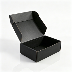 Boîte d'expédition pliable en carton ondulé noir vierge, type avion, avec impression de logo personnalisé, emballage en papier recyclable pour cosmétiques - Product Image 2