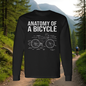 T-shirt à manches longues pour cyclistes, anatomie d'un vélo, pièces de vélo, promotionnel pour les passionnés de cyclisme - Product Image 3