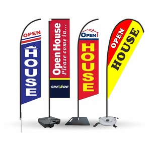 Custom Logo Outdoor Rectangular Teardrop Feather Beach Flag Promotional Advertising Banners for Events and Open Houses