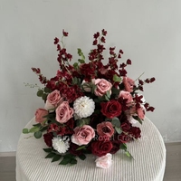 Nouvelles boules de fleurs artificielles en soie pour mariage, roses roses, hortensias rouges, verdure, amarantes, centres de table et décorations de table pour mariage