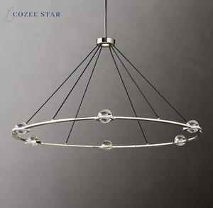 Cozee Eclatant Moderne LED Lustre En Cristal Laiton Anneau Pendentif Luminaire pour Salon Cuisine Îlot Comprend Projet - Product Image 5