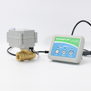 Vanne à boisseau sphérique électrique Onheflow 1/2 po en bronze avec fonction manuelle pour la protection contre les fuites d'eau en plomberie - Product Image 1