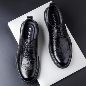 รองเท้าหนังวัวแท้คุณภาพพรีเมียมสำหรับผู้ชาย เหมาะสำหรับใส่ทำงานทุกฤดู ระบายอากาศได้ดี แบบผูกเชือก พื้นรองเท้าทำจากยาง - Product Image 3