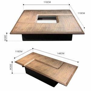 Modern Multifunctional Storage Center <strong>Table</strong> Extendable Square <strong>Walnut</strong> <strong>Coffee</strong> <strong>Table</strong> for Rustic Easy Assembly Home Furniture Metal - Product Image 1