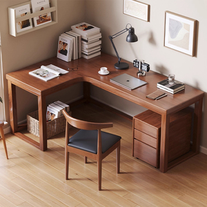 Massivholz Langlebiger Umweltfreundlicher Eck-Computertisch Heimbüro Mehrzweck Flacher L-förmiger Stuhl Schlichtes Design - Product Image 2