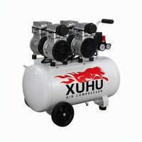 Compresseur d'air à piston silencieux portable sans huile 1500W 2HP 50 litres avec moteur à 4 cylindres 1400 tr/min