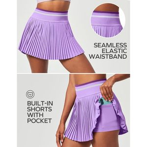 FOXA Pleated Tennis <b>Skirt</b> With Shorts High Waisted Seamless Golf Athletic <b>Skirt</b> For Women With Pocket - Product Image 4
