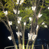Éclairage LED extérieur électrique en forme de papillon, ailes de cristal mobiles, blanc chaud, intensité variable, DC24V