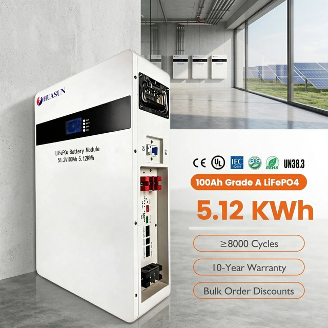 Wall Mounted LiFePO4 Battery 51.2V 48V 200Ah 300Ah Home Energy Storage Solar Power System 5KWh 10KWh Modular Backup Power Supply