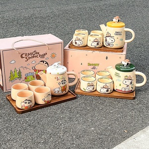 New Products Cartoon Cute <strong>One</strong> Pot Four <strong>Cups</strong> with Tray Gift Box Crayon Shin-Chan Tea Coffee Pot Set Ceramic Mug <strong>Cup</strong> - Product Image 5
