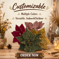 Fleurs de Poinsettia artificielles en polyester, décorations pour arbre de Noël, décoration intérieure, taille personnalisée, différentes couleurs