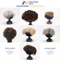 Système de remplacement capillaire pour hommes Newtimes Hair Full French Lace, cheveux humains Remy, toupet pour hommes