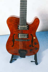 Violinstyle Yunzhi Guitare électrique personnalisable de type archtop avec table <span class=keywords><strong>en</strong></span> érable et épicéa sculptée, micros H/S, 6 cordes, manche <span class=keywords><strong>en</strong></span> ébène - Product Image 4