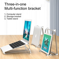 Portable 3-en-1 en alliage d'aluminium support pour ordinateur portable multifonction réglable pliable pour bureau usage domestique Surface en silicone bureau d'ordinateur