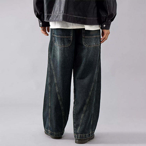 European and American Fashion Denim Street Custom <b>Jeans</b> Washed Distressed Stitching Baggy <b>Jeans</b> <b>Men</b> Vintage Hip-hop <b>Jeans</b> <b>Men</b> - Product Image 4