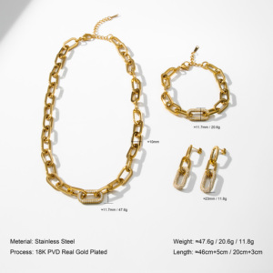 YF5144 Bracciale di Design alla Moda, Placcato in <span class=keywords><strong>Oro</strong></span> 18K, Catena Spessa in Acciaio Inossidabile con Clip, Charm in Zirconia Cubica - Product Image 3