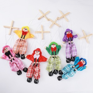 Marionetta in legno pupazzi Clown Pull String <span class=keywords><strong>Marionette</strong></span> mani <span class=keywords><strong>e</strong></span> piedi mobili per la festa di famiglia - Product Image 6