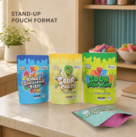 Sachets alimentaires colorés recyclables en PE avec fermeture éclair pour aliments pour animaux, conserves, bonbons et thé - Papier kraft/OPP/MOPP laminé