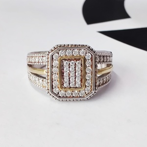 Nhà Cung Cấp Chuyên Nghiệp Cụm Kim Cương <span class=keywords><strong>Emerald</strong></span> <span class=keywords><strong>Cut</strong></span> 9 KT Gold Filled Sterling Silver <span class=keywords><strong>Ring</strong></span> Phụ Nữ - Product Image 2