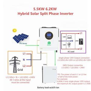Sgpower chia giai đoạn 120V 240V năng lượng mặt trời biến tần 3.6kW 5.5KW 6.2kW lai năng lượng mặt trời biến tần tắt lưới biến tần MPPT phí điều khiển - Product Image 2