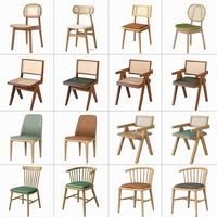 Chaise de salle à manger moderne en bois massif rembourrée, table rectangulaire pour restaurant, ensemble de meubles pour café, fast-food, bistro, café