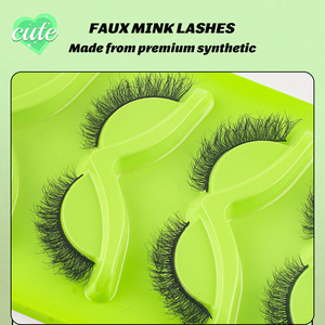 <span class=keywords><strong>Faux</strong></span> <span class=keywords><strong>cils</strong></span> en bande effet œil de chat ailé légers et vaporeux, en <span class=keywords><strong>faux</strong></span> vison, vert vif, en plateau papillon, naturels et volumineux - Product Image 5