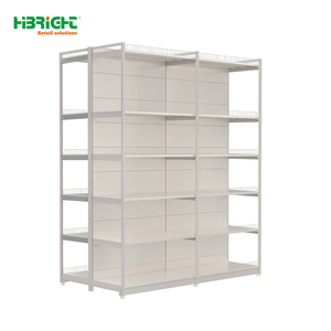 <b>Black</b> Single Sided <b>Wall</b> Display <b>Shelving</b> With Wood Grain Base Kick Plate for Supermarket Convenience Store - Product Image 2