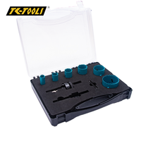 Kit de scies cloches bi-métalliques robustes 8 pièces avec accessoires complets pour le perçage du bois, du métal et du PVC