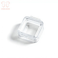 Boîte de présentation de bijoux carrée transparente et recyclable avec couvercle à boucle transparente pour ranger les pierres précieuses et les pièces de monnaie