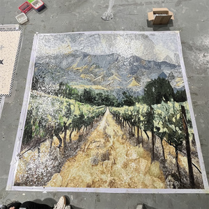 Mosaïque murale <span class=keywords><strong>en</strong></span> verre de luxe personnalisée, découpée à la main, pour la décoration du salon, avec un design de pots de fleurs, arts de la mosaïque - Product Image 1