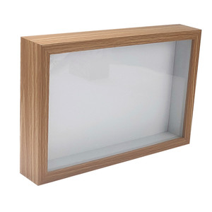 Vente en gros 2 pouces de profondeur PVC MDF boîte d'ombre en bois 8x12 8x10 11x14 A4, cadres de boîte d'ombre en bois avec verre pour photos de récompenses de fleurs