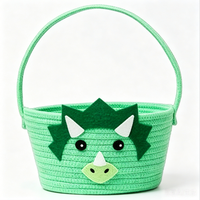 Panier circulaire portable moderne personnalisé pour enfants, motif dinosaure de dessin animé, avec poignées, en tissu écologique, design multifonctionnel pour