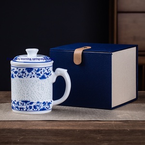 Taza de té exquisita verde y blanca de Jingdezhen, taza de oficina blanca de alta calidad, juego de té al por mayor, diseño exquisito, LOGO personalizado - Product Image 6